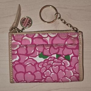 Lilly Pulitzer Pink and Gold Card Holder Keychain